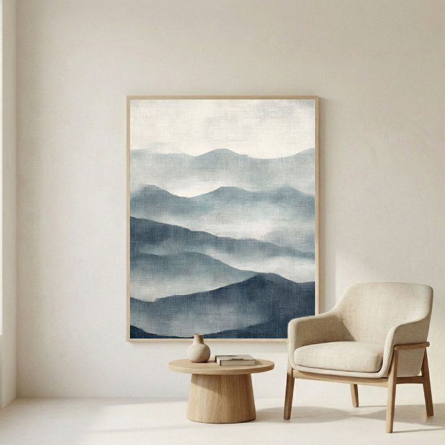 Art mural abstrait de terrain Indigo doux (Créateur téléchargé)