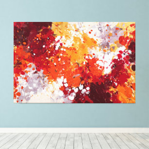 Art mural abstrait éclaboussé de rouge et de jaune