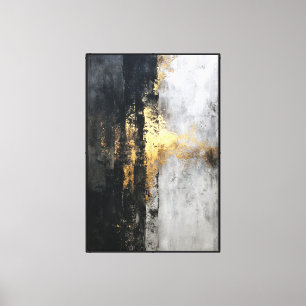 Art mural abstrait en noir, gris et or
