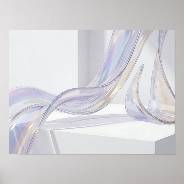 Art mural abstrait en verre iridescent (Devant)