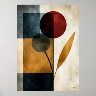 Art mural abstrait géométrique Japandi Ikebana