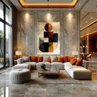 Art mural abstrait géométrique ondulé Zen japonais