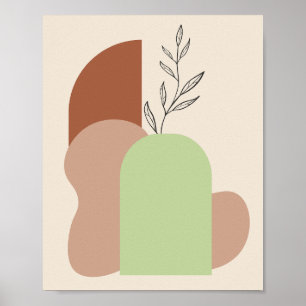 Art mural abstrait minimaliste d'arche et botaniqu