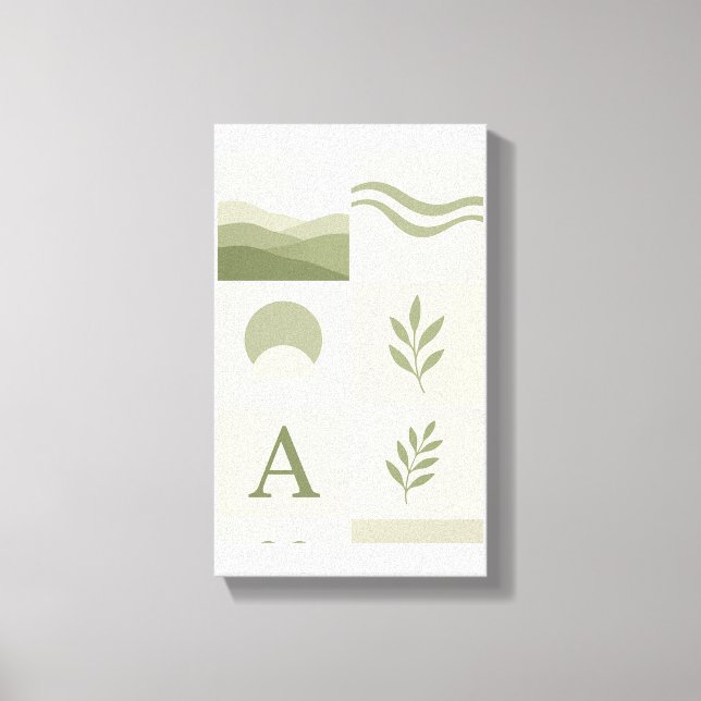 Art mural abstrait minimaliste vert sauge (Recto)