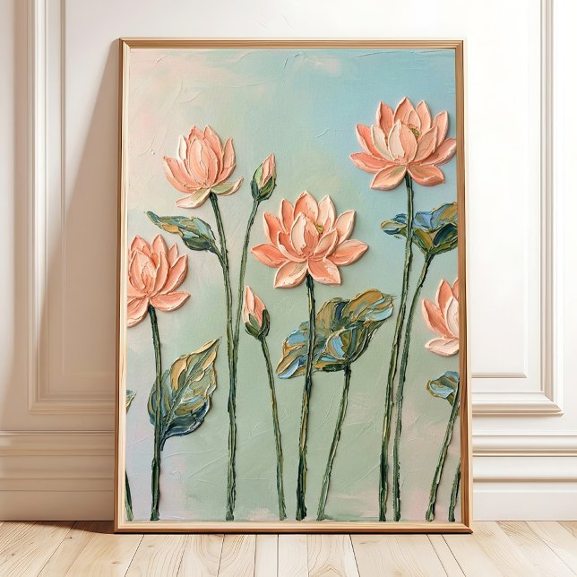 Art mural abstrait moderne de lotus pêche - Minima (Créateur téléchargé)
