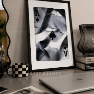 Art mural abstrait noir et blanc Poker Minimaliste