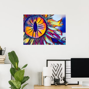ART MURAL ABSTRAIT OEIL TOURNESOL VIBRANT&COULEUR
