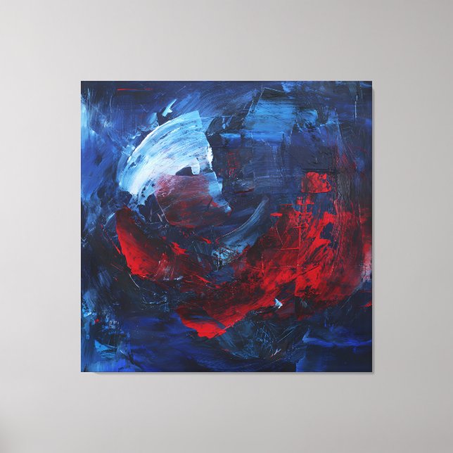 Art mural abstrait rouge bleu audacieux (Recto)