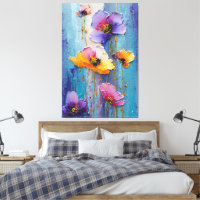 Art mural abstrait texturé floral rose et violet