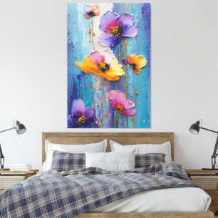 Art mural abstrait texturé floral rose et violet