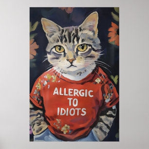 Art mural amateur de chat sarcastique allergique a