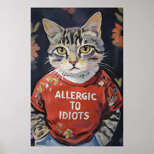 Art mural amateur de chat sarcastique allergique a (Devant)
