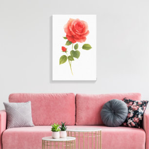 Art mural aquarelle Rose Rouge Cadeau & Décorati