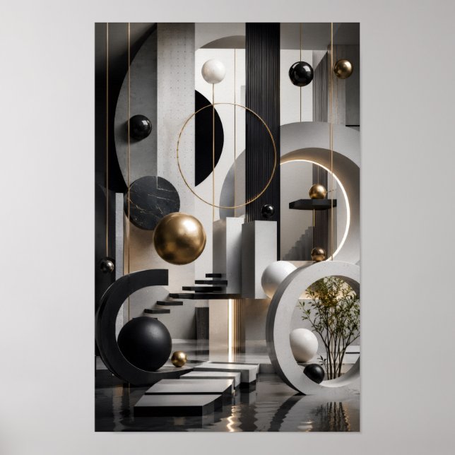 Art mural architectural 3D moderne  (Devant)