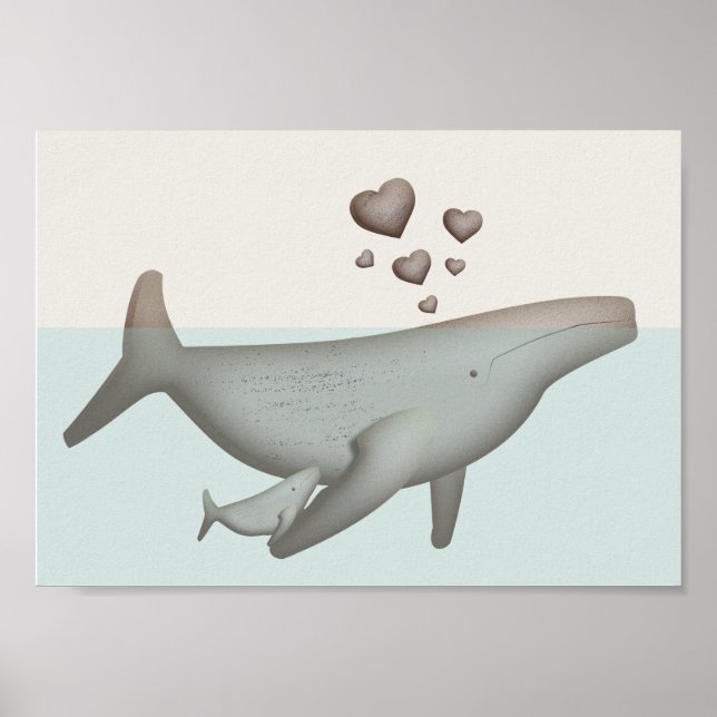 Art mural baleine et bébé nurserie (Devant)