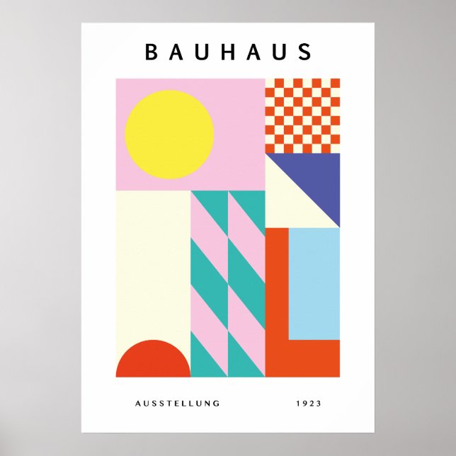 Art mural Bauhaus moderne rose jaune (Devant)