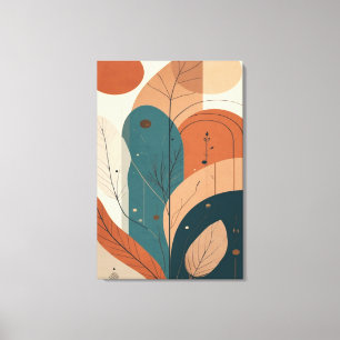 Art mural botanique abstrait boho moderne minimali