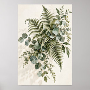 Art mural botanique minimaliste Eucalyptus Fougère