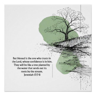 Art mural chrétien Jérémie 17:7–8 | Faire confianc