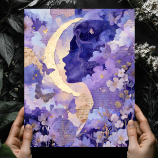 Art mural ciel nocturne céleste lune fantaisie sur