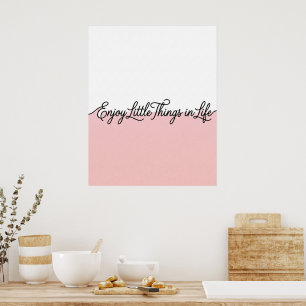 Art mural citation Enjoy Life rose et blanc