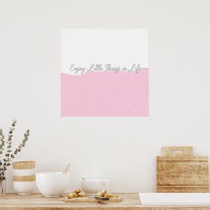 Art mural citation Enjoy Life rose et blanc