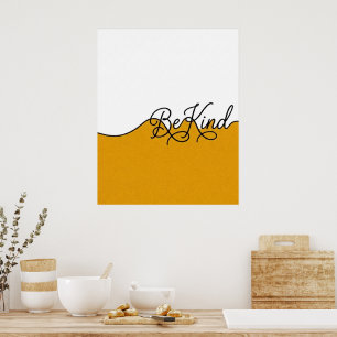 Art mural cursif jaune moutarde et blanc « Sois ge