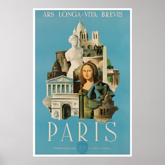 Art mural d'affiche de voyage à Paris France Impre (Devant)