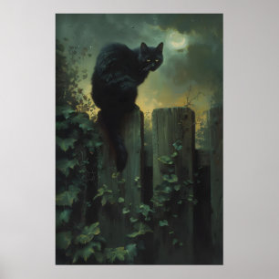 Art mural de chat noir, Art gothique de chat de ja