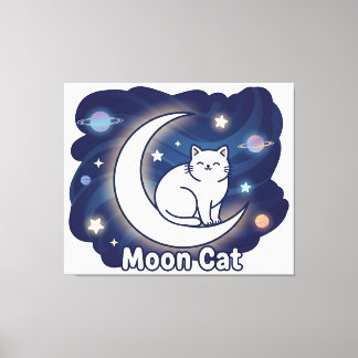Art mural de chat sur la lune – Chat magique sur c