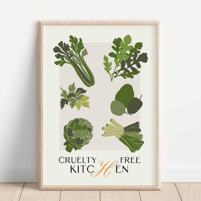 Art mural de cuisine végane sans cruauté minimalis (Créateur téléchargé)