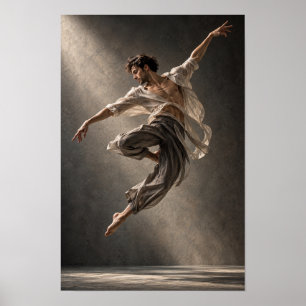 Art mural de danseur masculin en vol mouvement dra