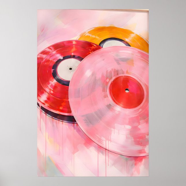 Art mural de disque vinyle rose, chambre girly Y2K (Devant)
