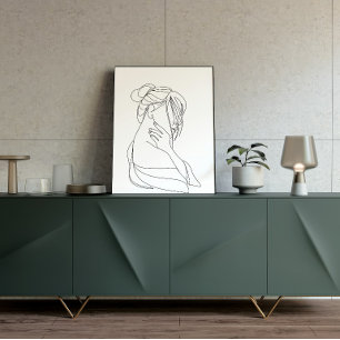 Art mural de femme en ligne minimaliste Abstract