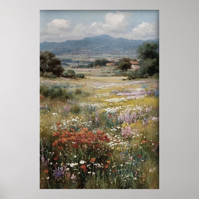 Art mural de fleurs sauvages imprimable, Antique P (Devant)