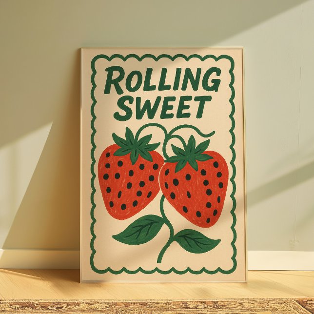 Art mural de fraise | Affiche mignonne de fraise (Créateur téléchargé)