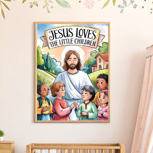 Art mural de la nurserie Jésus aime les petits enf