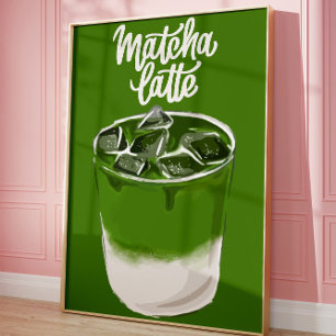 Art mural de latte matcha esthétique, amateur de m