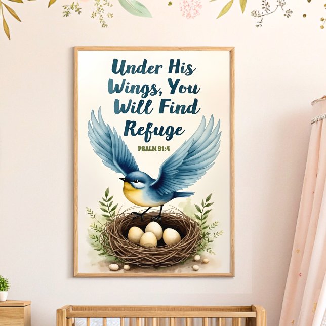 Art mural de nurserie chrétien boho Sous Ses Ailes (Créateur téléchargé)