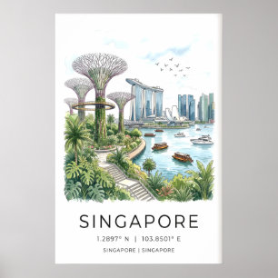 Art mural de paysage urbain Singapour Marina Bay -