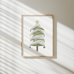 Art mural de pépinière d'arbre de Noël à l'aquarel