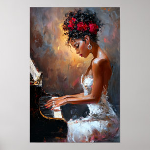 Art mural de pianiste femme noire   Afrocentrique 