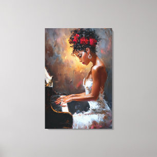 Art mural de pianiste femme noire Afrocentrique