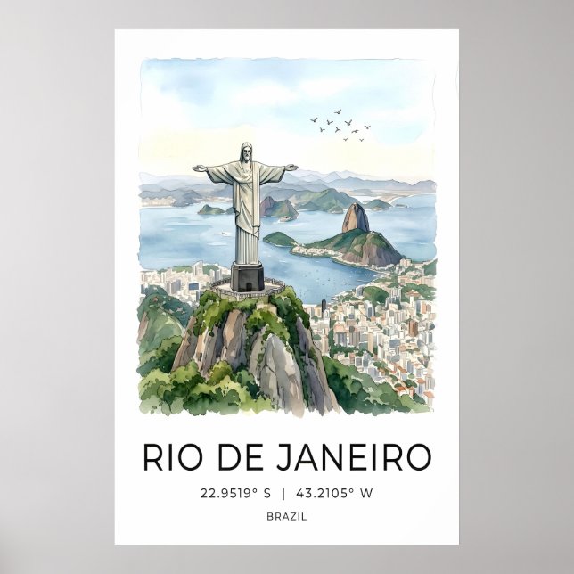 Art mural de Rio de Janeiro aquarelle Christ le (Devant)