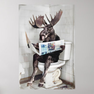 Art mural de salle de bain drôle d'élan, élan sur