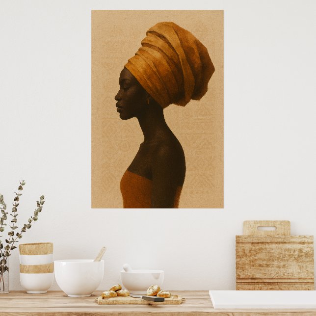 Art mural de style boho représentant une femme afr (Cuisine)
