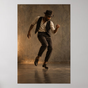 Art mural de style vintage représentant un danseur