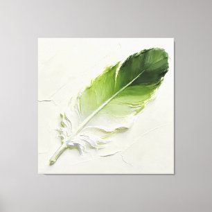 Art mural de toile imprimée avec plume verte moder