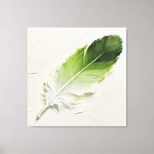 Art mural de toile imprimée avec plume verte moder (Recto)