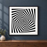 Art mural d'illusion optique moderne noir et blanc